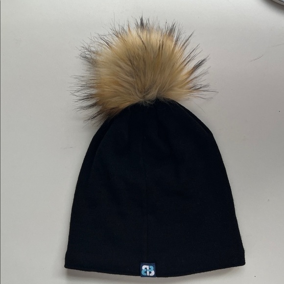 CK Bradley Après Black Knit Beanie Detachable Faux Fur Pom OS main image 5